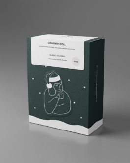 rendering of a packshot of a special christmas coffee packaging